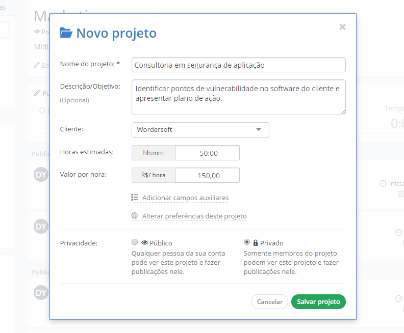 Rabbiit - Controle de horas em projetos